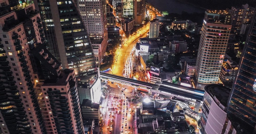 Sukhumvit - Asoke intersection - BTS sky train station - Terminal 21 - Bangkok Thailand